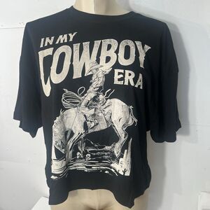 In My Cowboy era crop t shirt womens XL black Rodeo Western